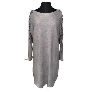 Siren Lily Soft Sweater Dress Women's‎ Size L Gray Pearl Lace Sheath Rock Party